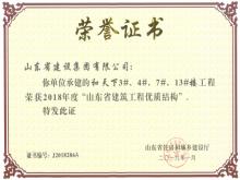 和天下3#、4#、7#、13#樓獲2018年度“山東省建筑工程優質結構”